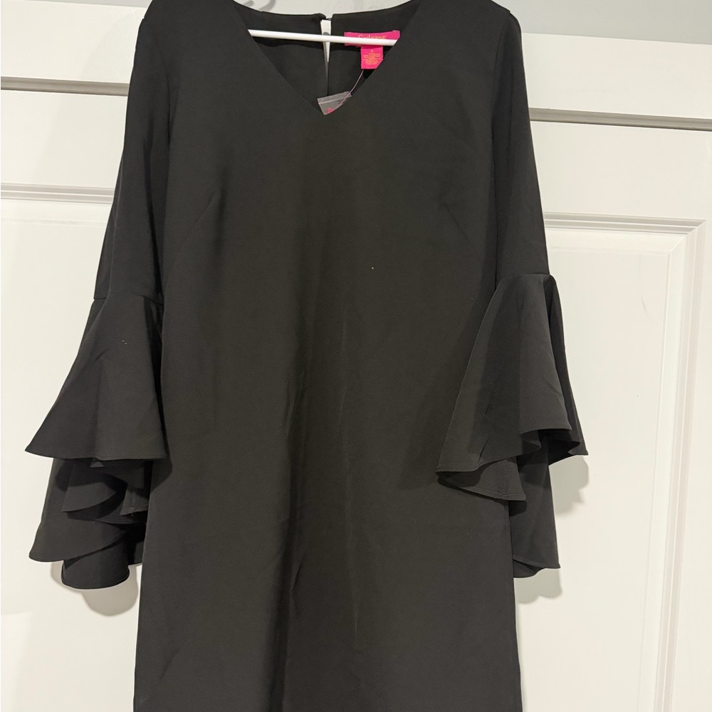 Elegant Black Flare Sleeve Dress